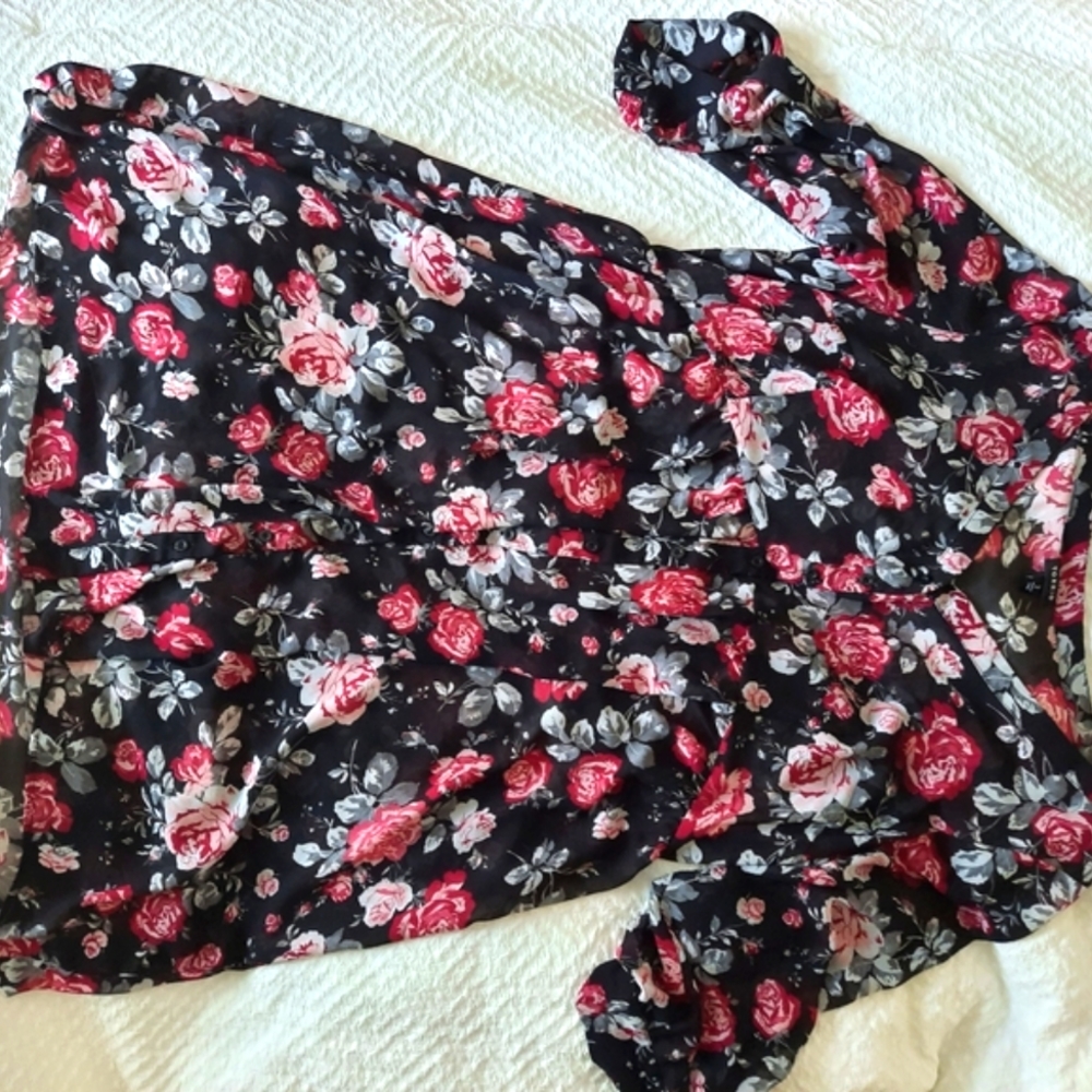 {2} Torrid - Black Skater Dress with Floral Print